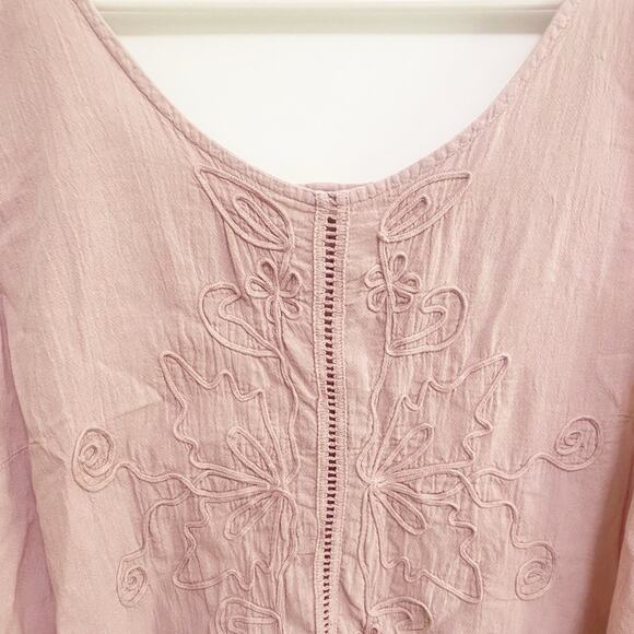 Soft Surroundings embroidered mauve artisan tank blouse - Picture 3 of 8